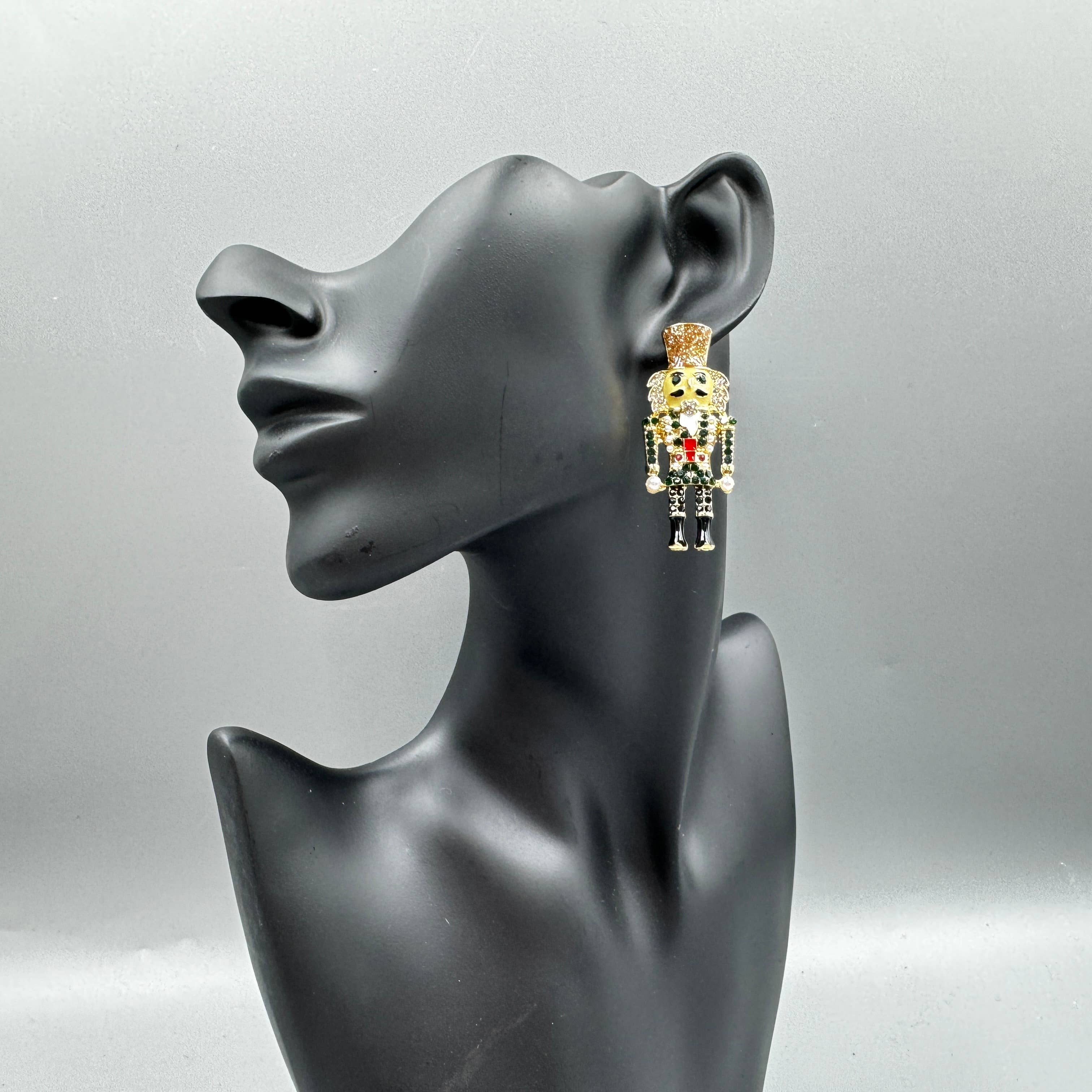 Nutcracker Rhinestone Dangle Earrings