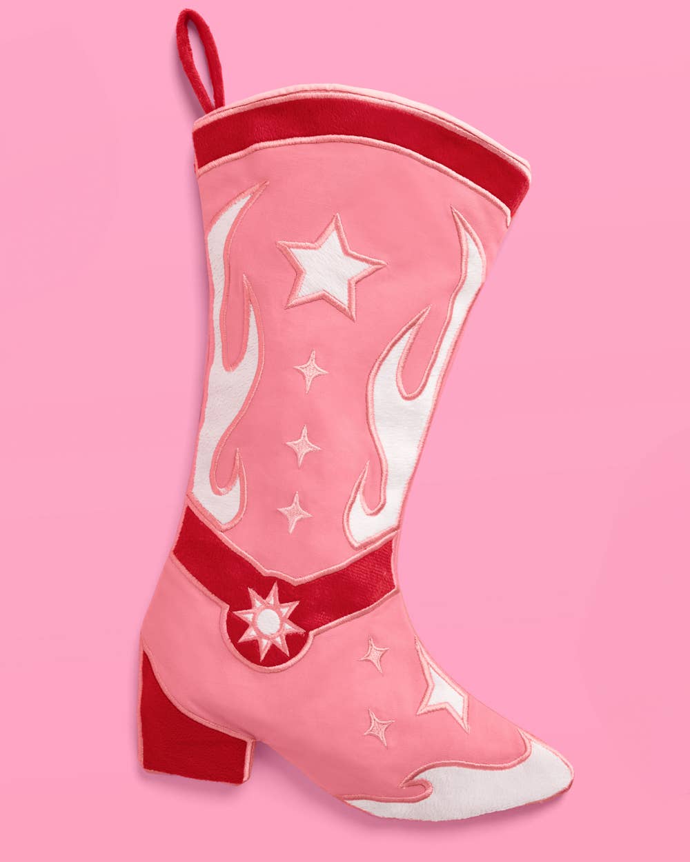 Cowgirl Boot Stocking - pink and red stocking Xmas Holiday Christmas
