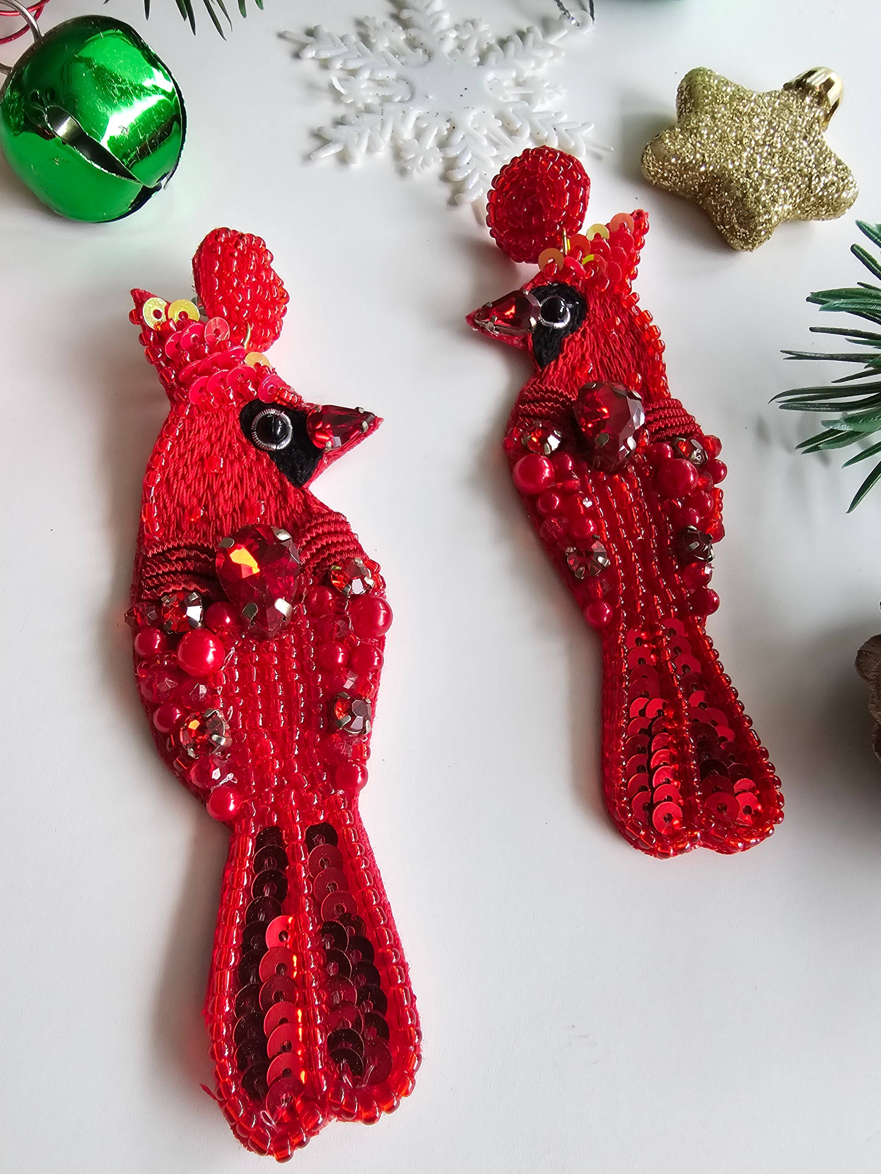 Cardinal bird earrings