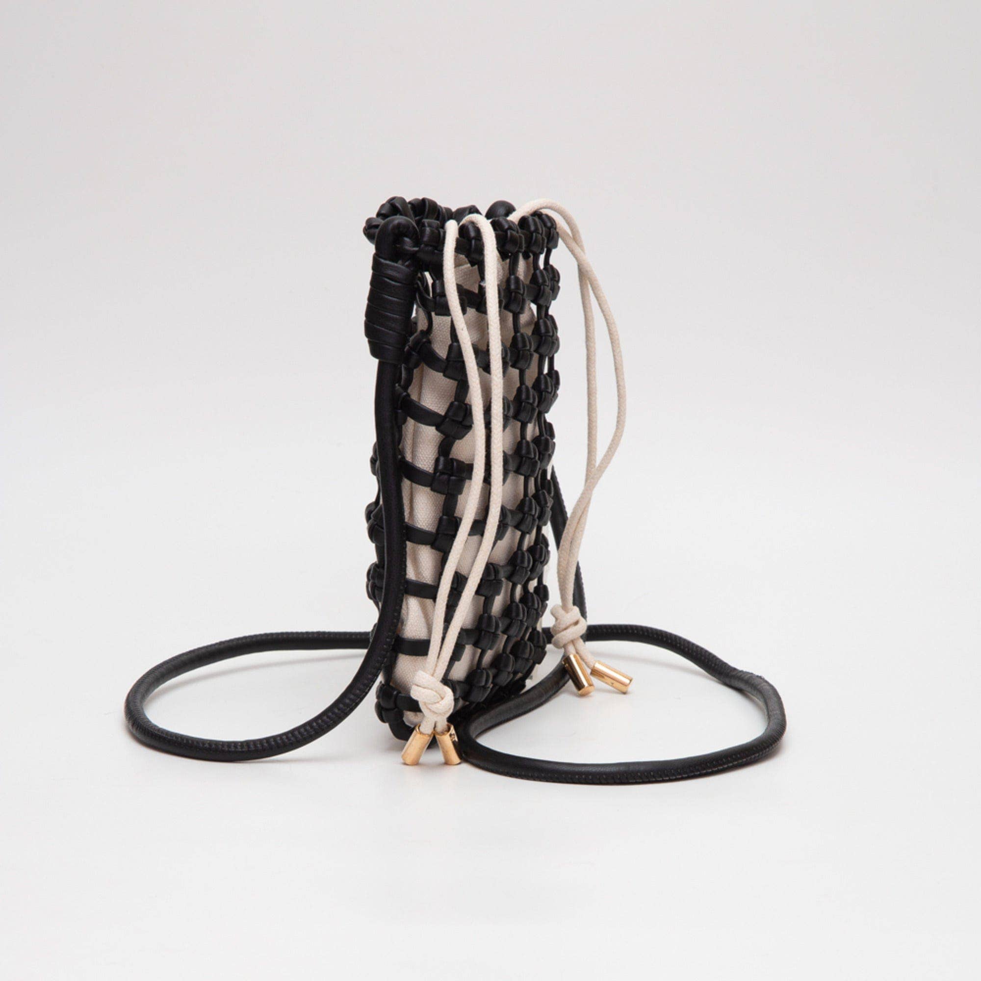 TG10626 Cara Mini Woven Drawstring Crossbody Bag - Gray - Bexa Boutique