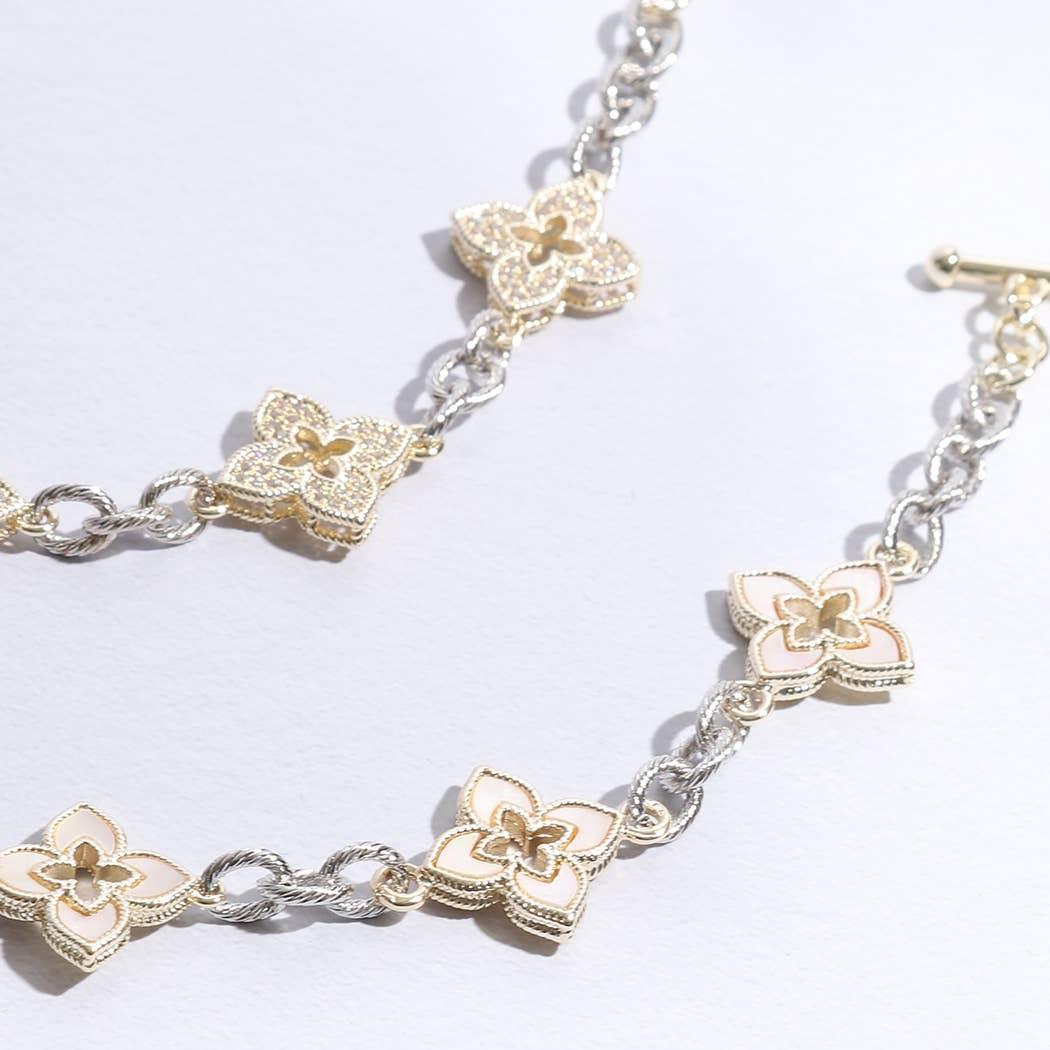 CZ Clover Pavé Link Bracelet