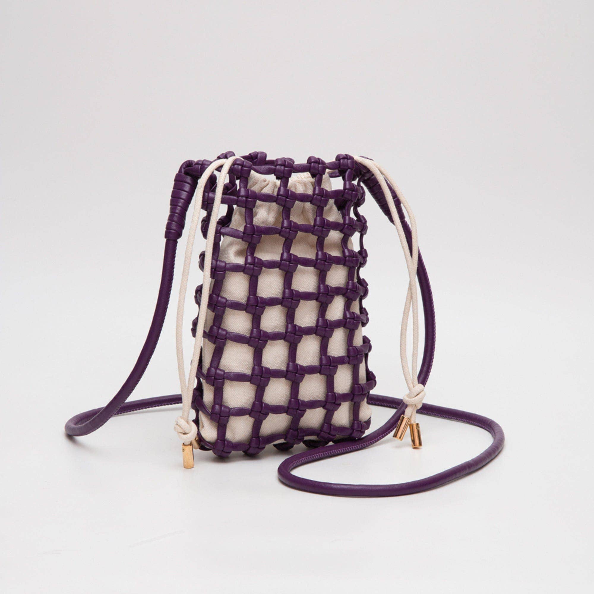 TG10626 Cara Mini Woven Drawstring Crossbody Bag - Gray - Bexa Boutique
