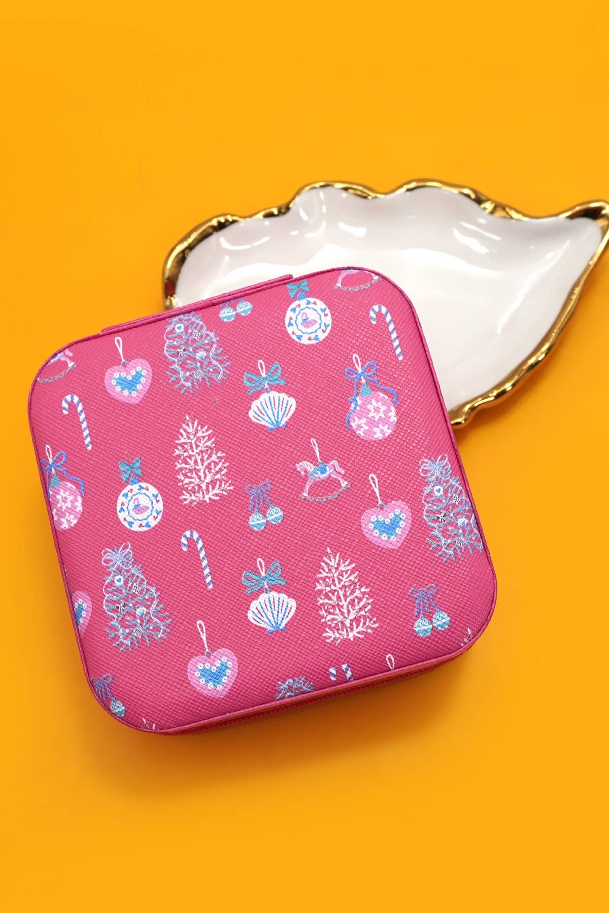 DESIGNED JEWELRY ORGANIZER TRAVEL BOX CASE | 40P566-CHRISTMA - TREE RED - Bexa Boutique