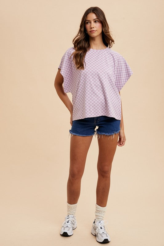 Lavender Check Short Sleeve T-Shirt