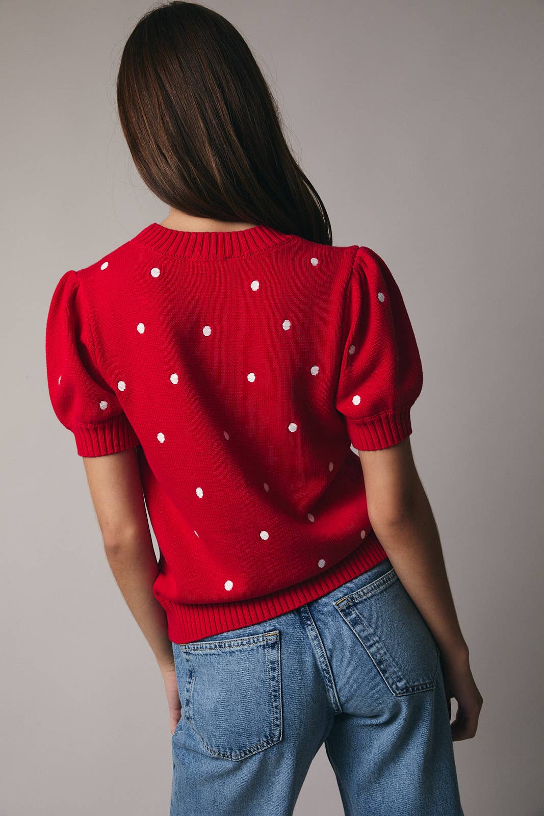 POLKA DOT EMBROIDERED SWEATER