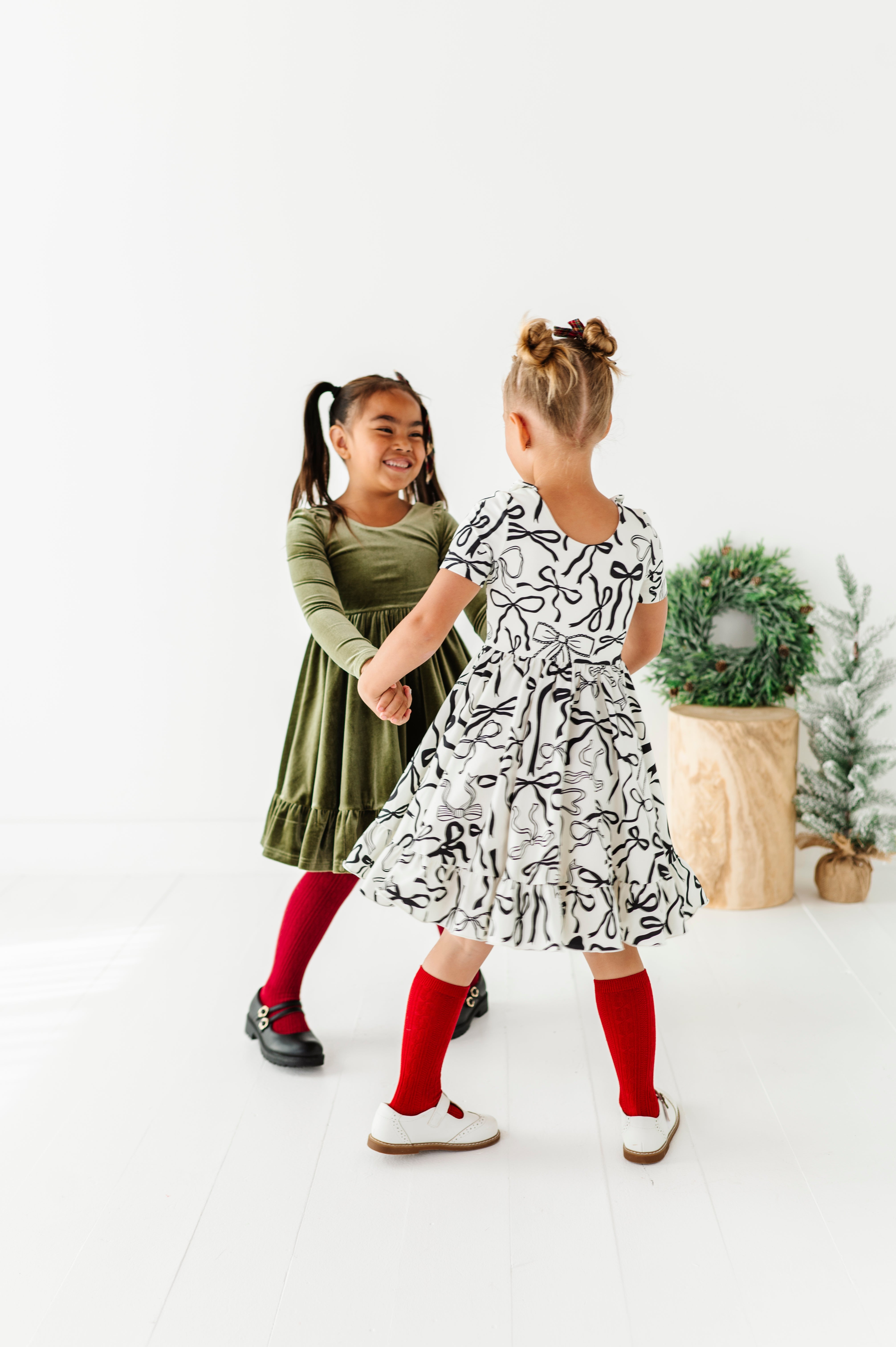 Cream Preppy Bow Dress | Collard Twirl Dress