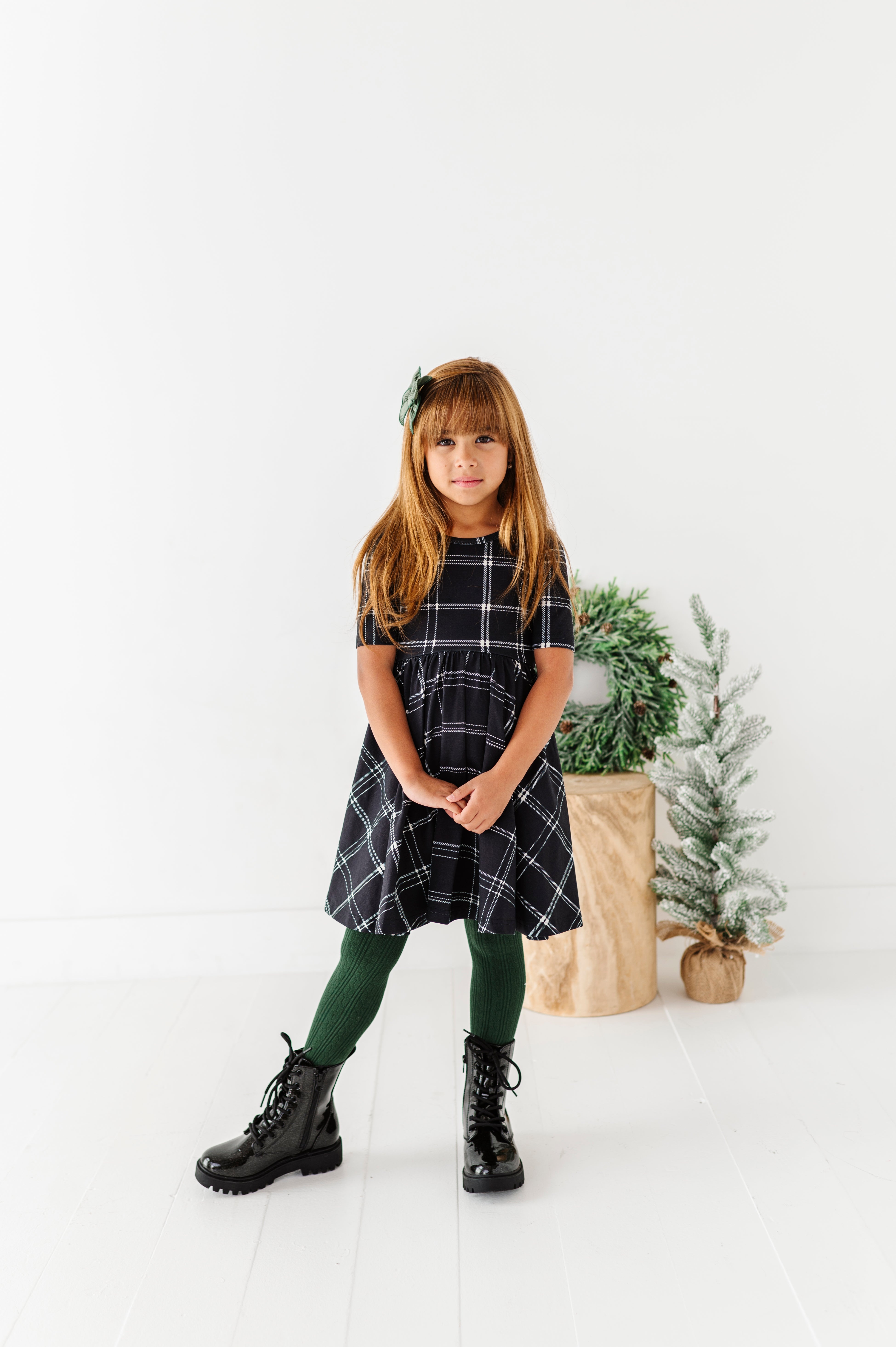 Black Plaid Dress | Scoop Back Dress