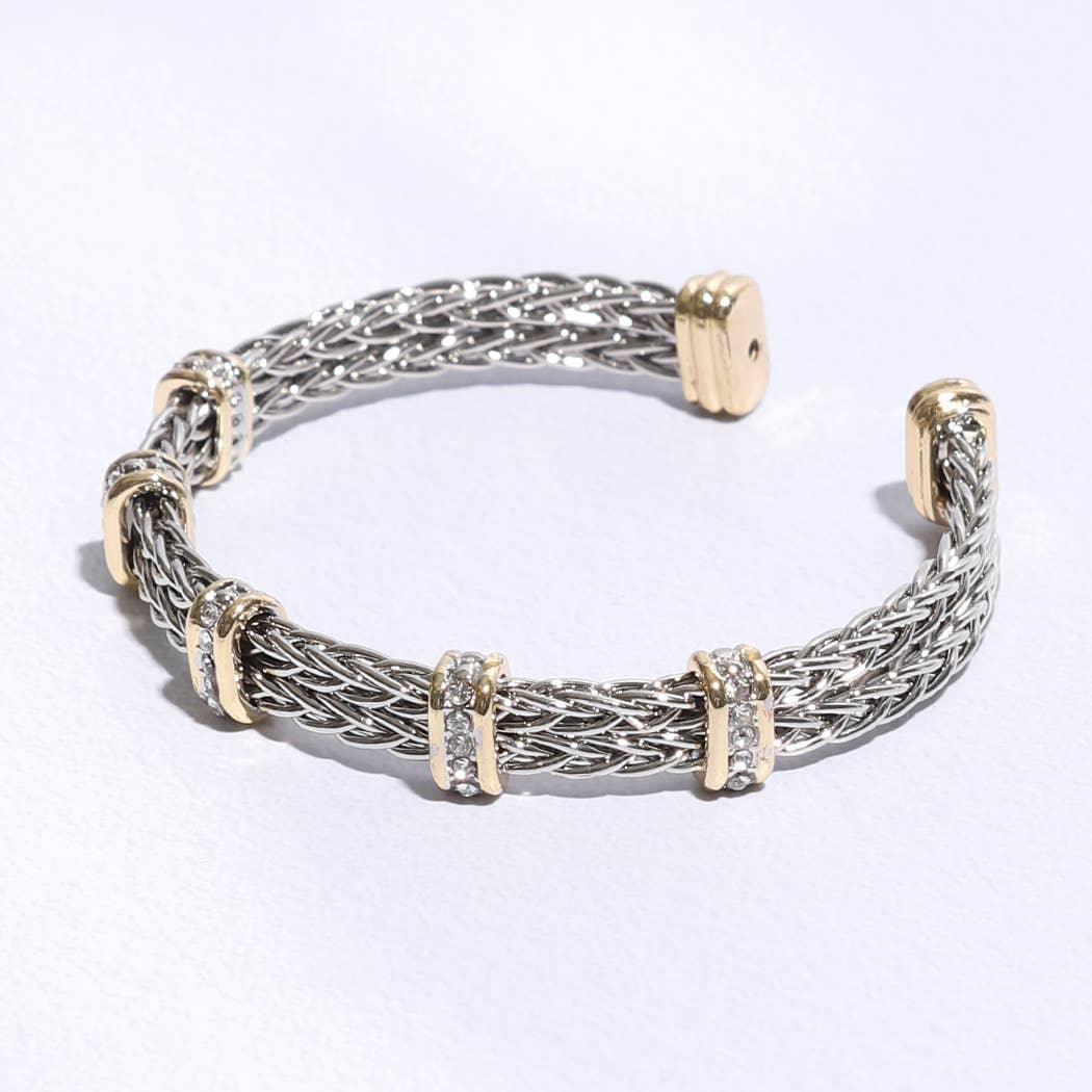 Square Ponytail Crystal 2T Bangle Bracelet