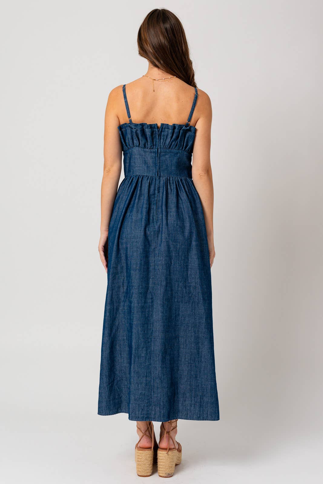 Ruffle Demin Maxi Dress