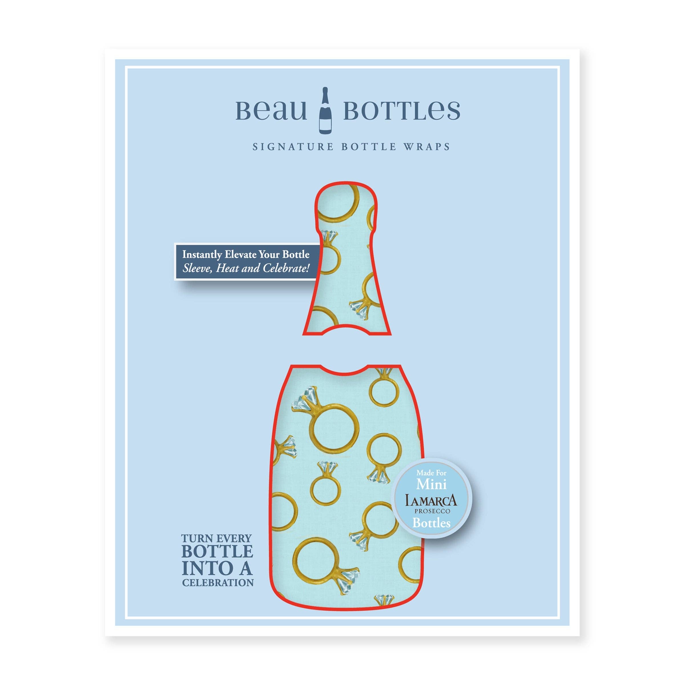 Beau Bottles Blue Engagement Ring - MINI Prosecco Collection - Six Pack