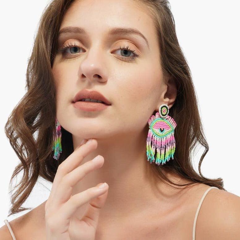 America & Beyond - Pink Lazy Eye Earrings