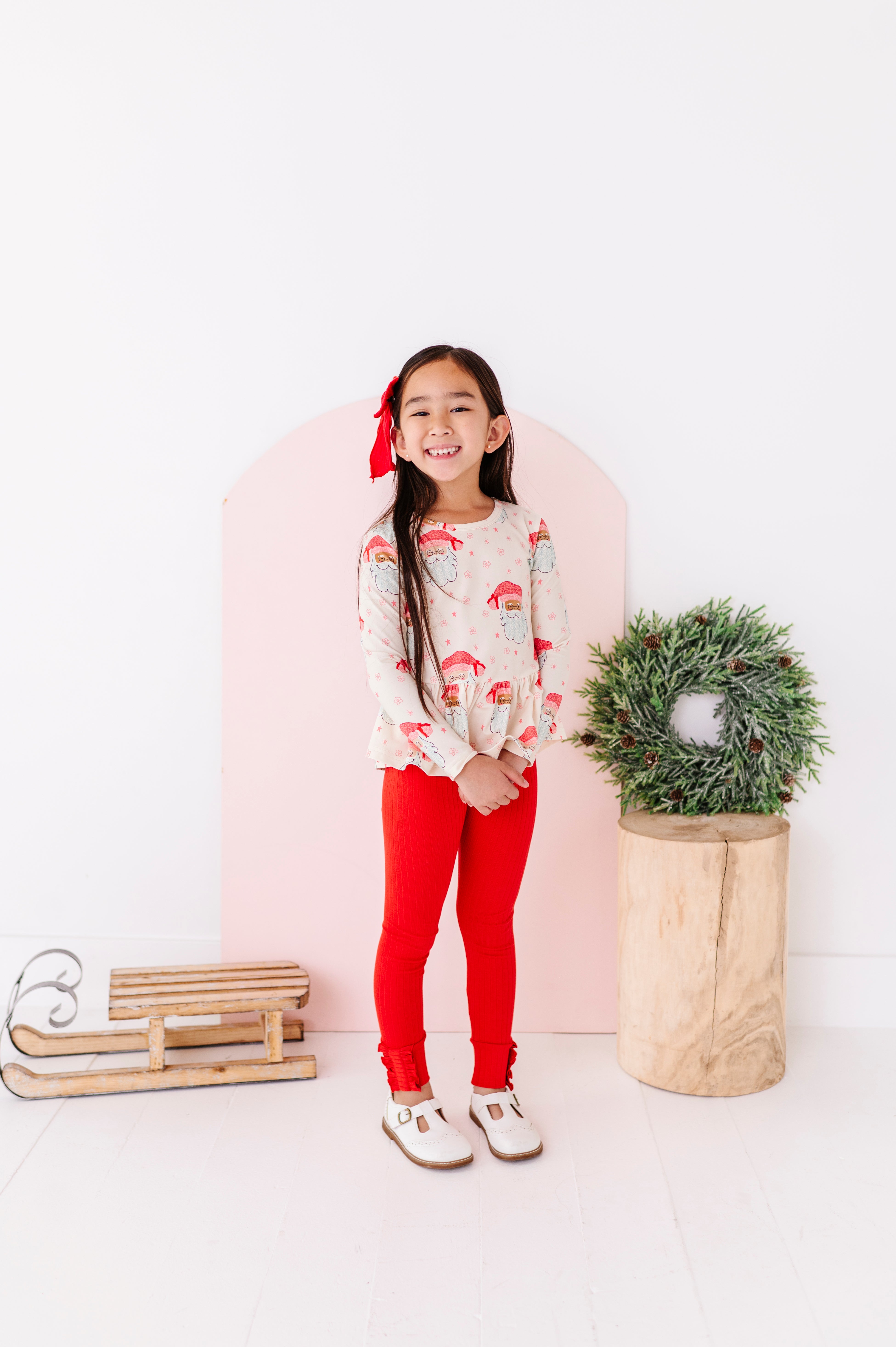 Holly Red Leggings | Ribbed SLIM LEGGINGS