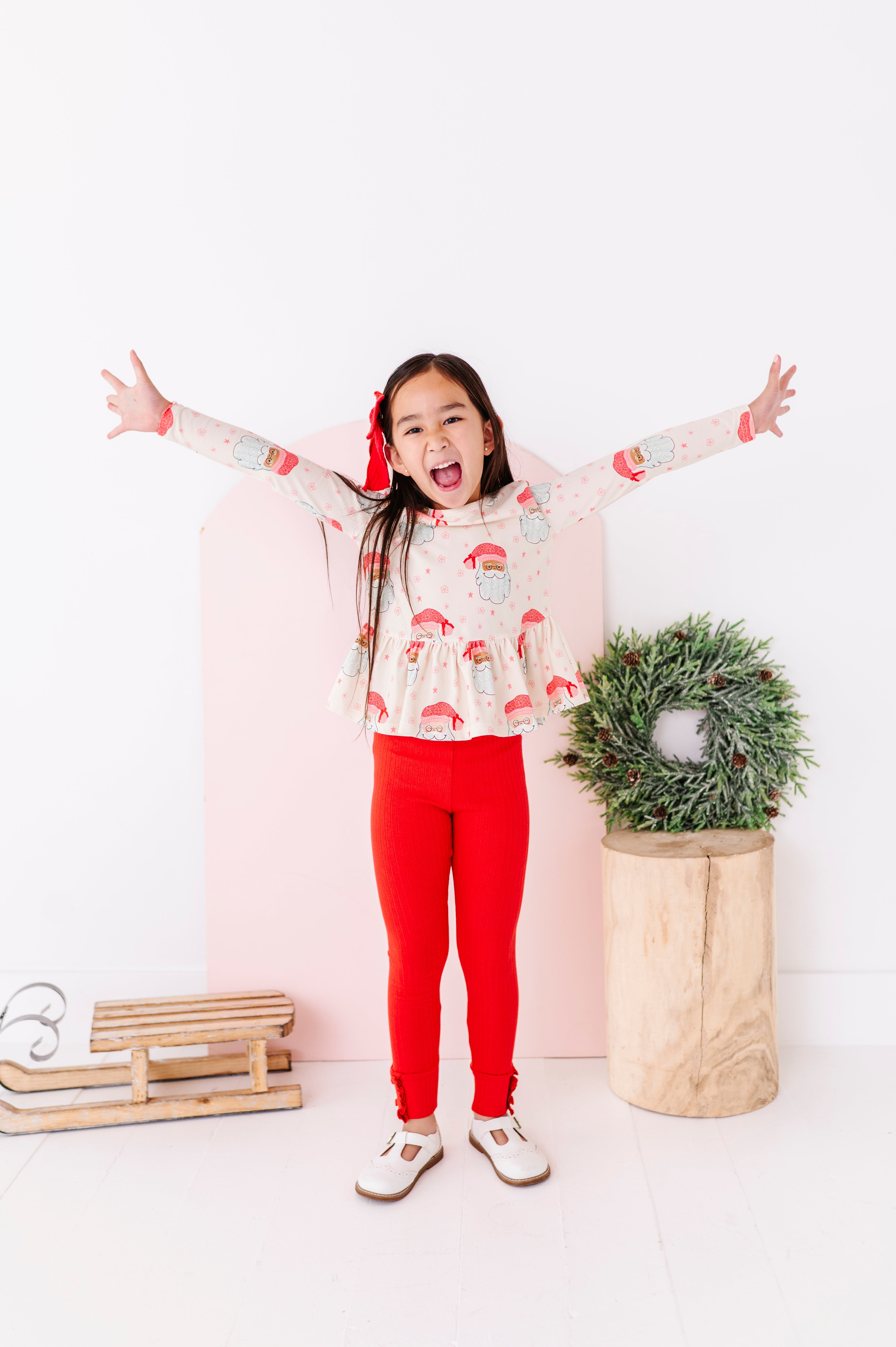 Pink Santas Top | PEPLUM