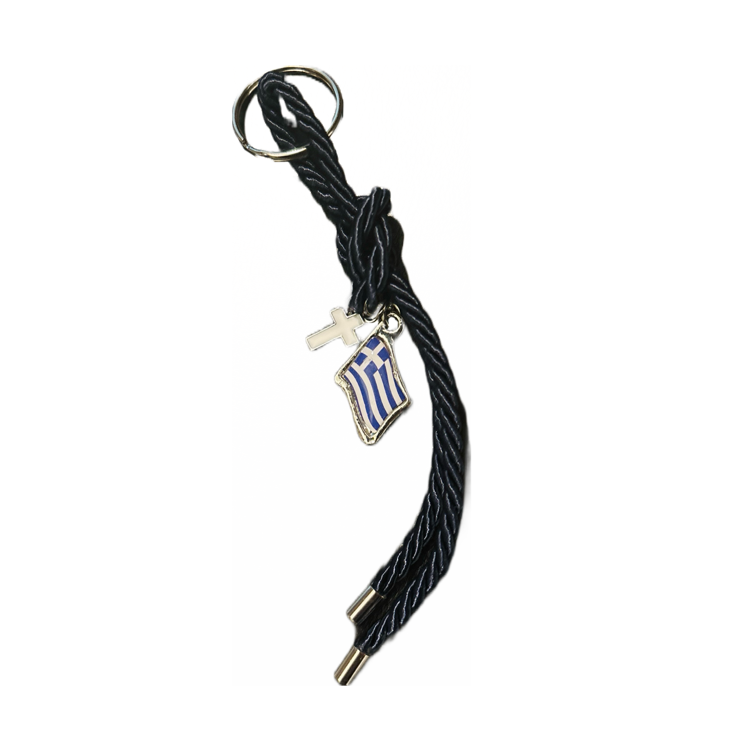 Greek Flag and Cross Keychain
