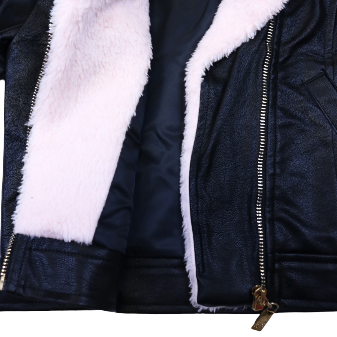 Fur Collar Leather Kids Jacket