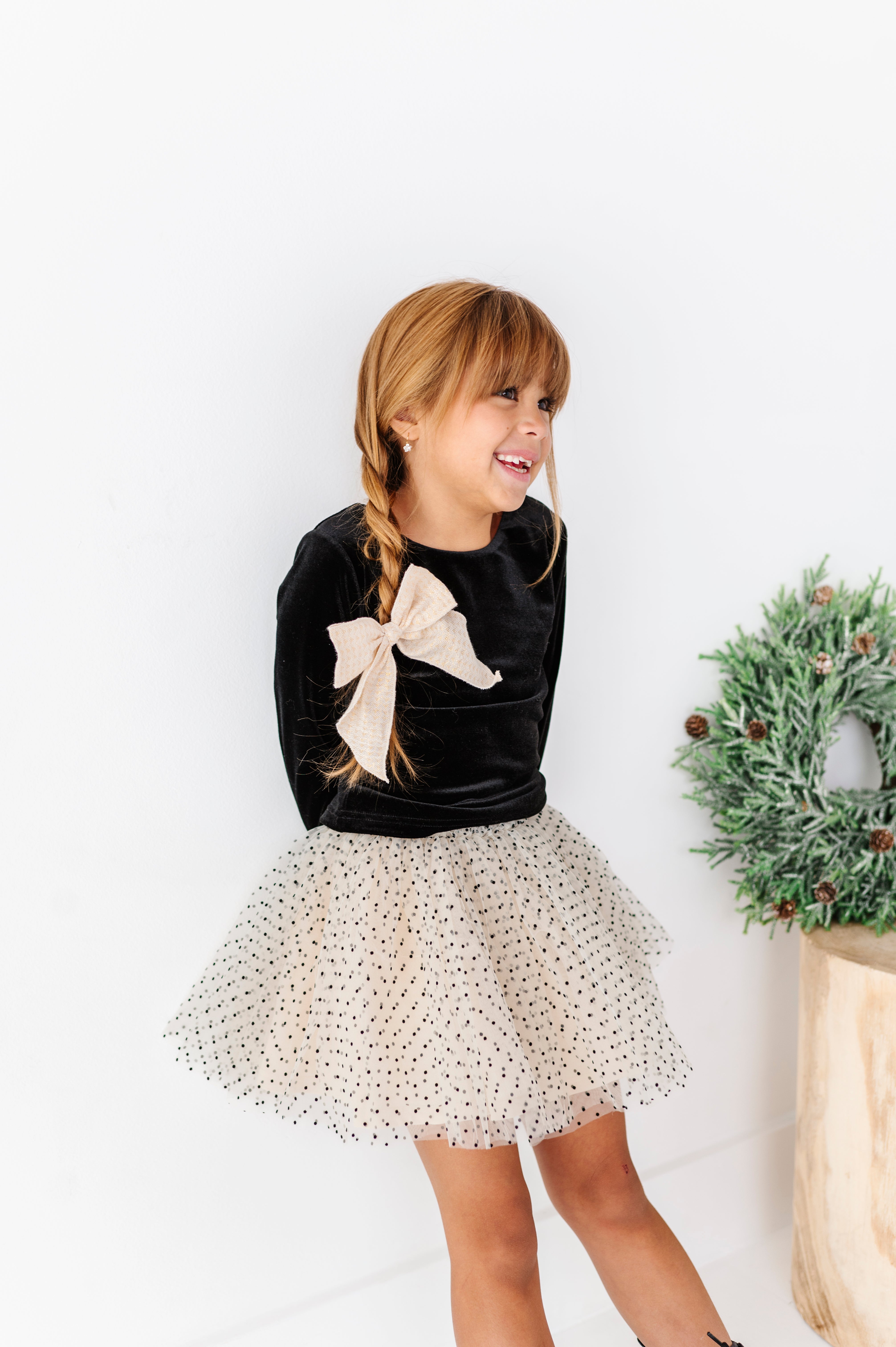 Black Velvet Top | Bow Back Long Sleeve Top