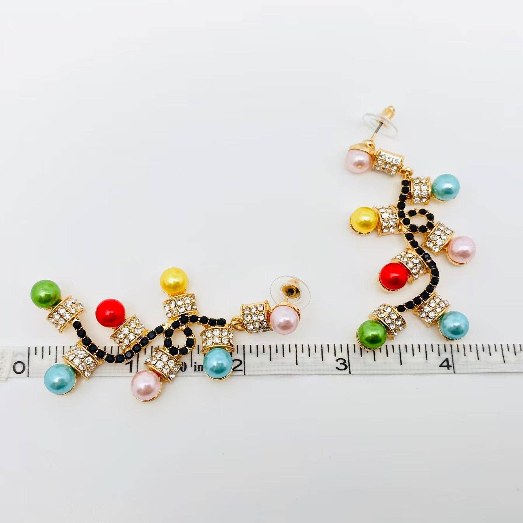 Christmas Rhinestone Colored Light Earrings