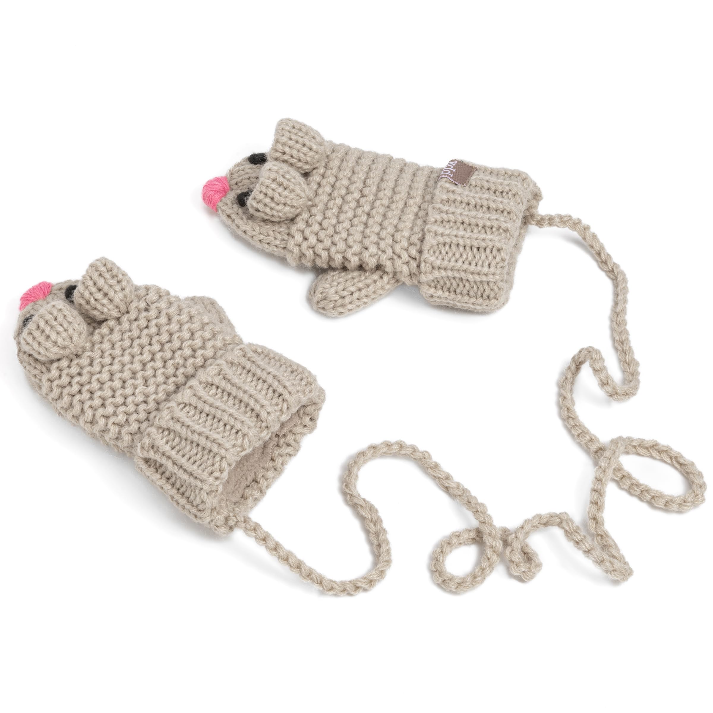 Mouse Face Knit Mittens with String for Kids 1-6 Years, Cozy, Cute & Connected for Little Hands, Premium Quality