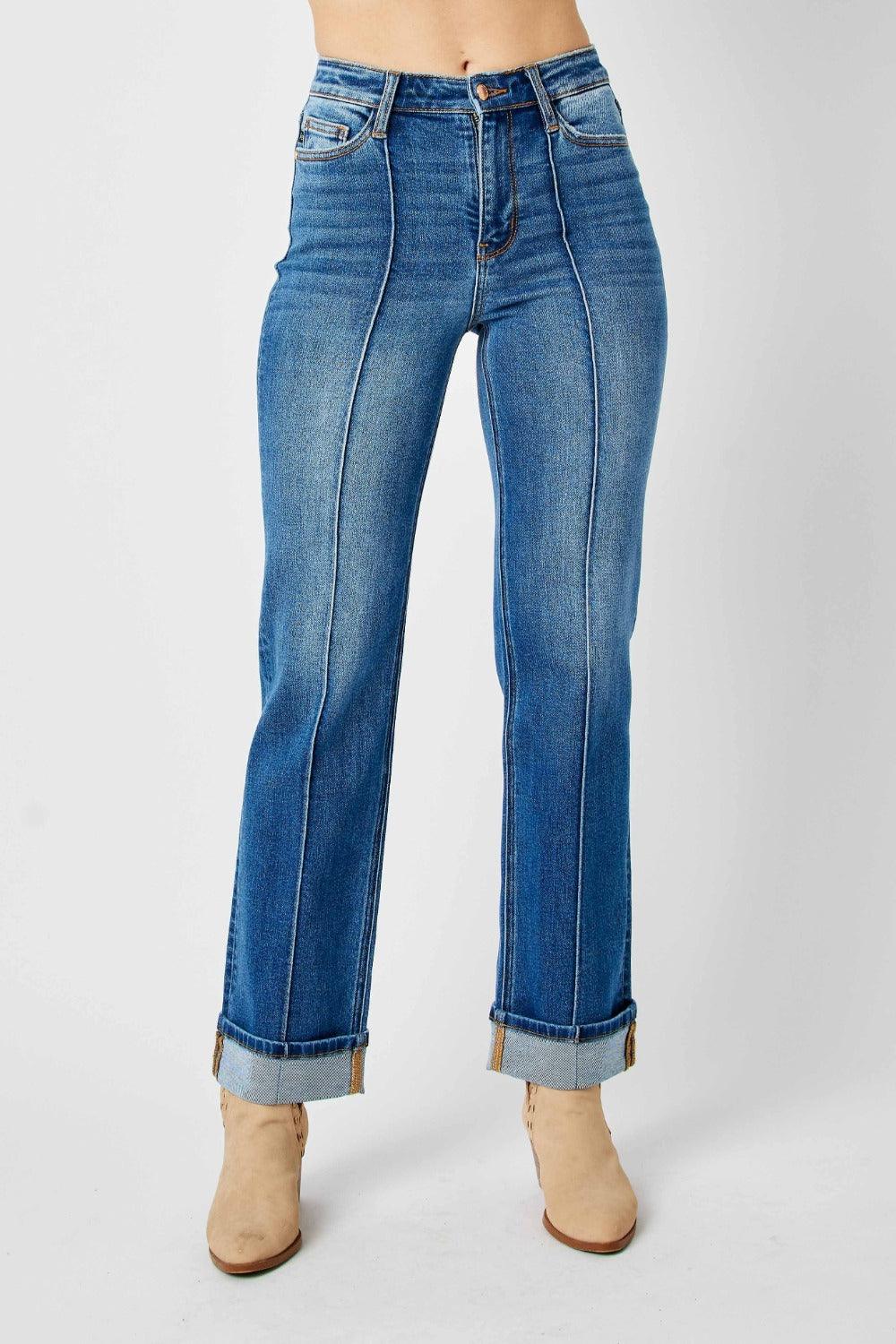 Judy Blue Full Size High Waist Front Front Seam Straight Jeans