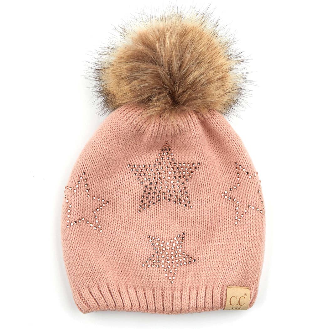 Kids Rhinestone Stars Pattern Beanie Hat