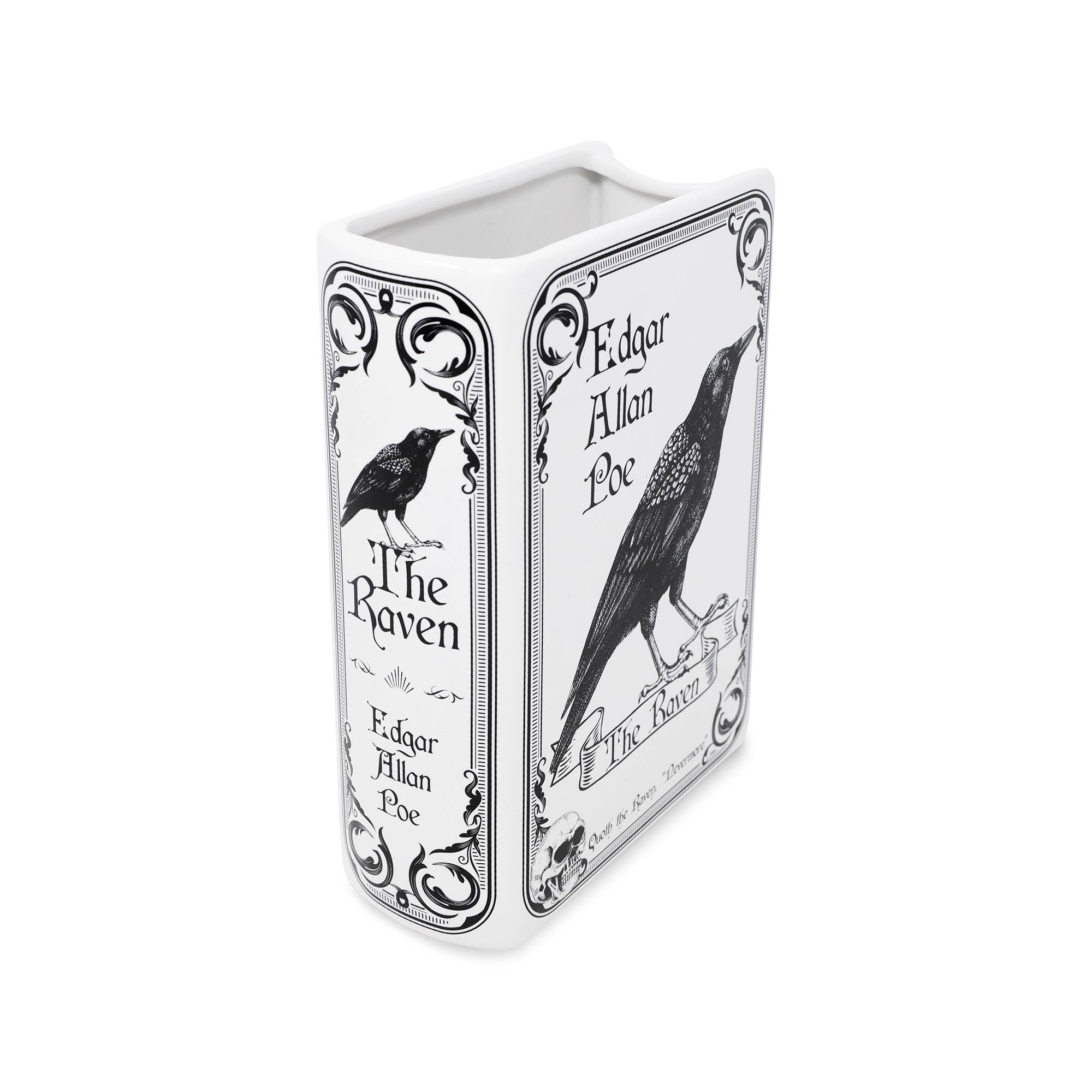 Large Book Vase, The Raven - White