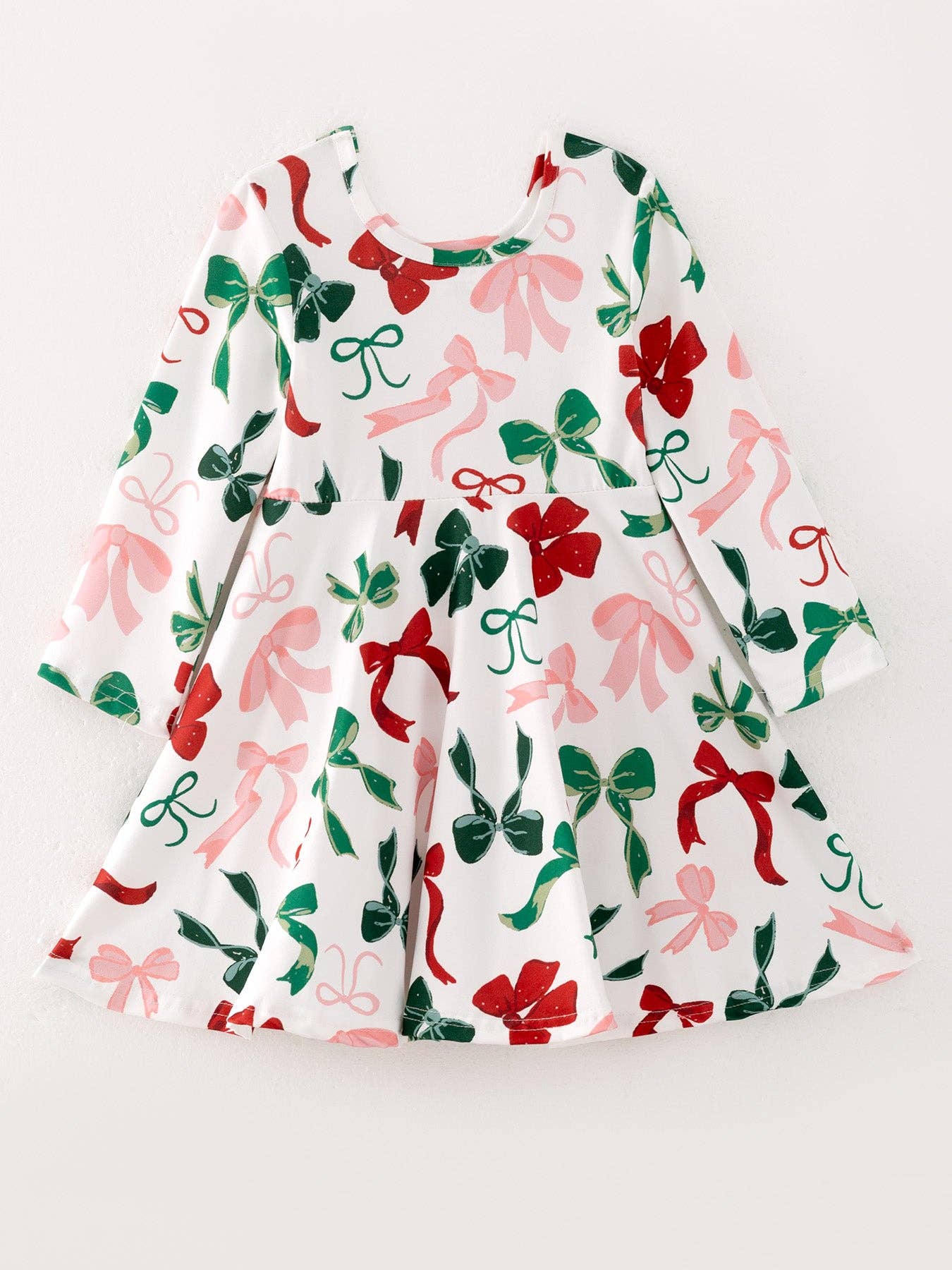 Rylee Faith Designs - Girls Christmas Bow Print Dress