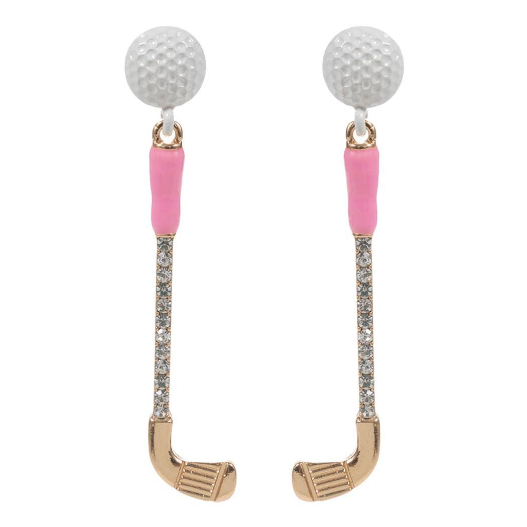 Golf Iron and Ball Glitter Post Earrings