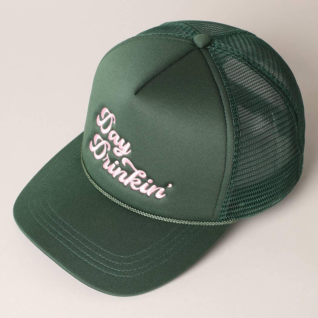 Day Drinkin Texts Embroidery Mesh Back Trucker Hat