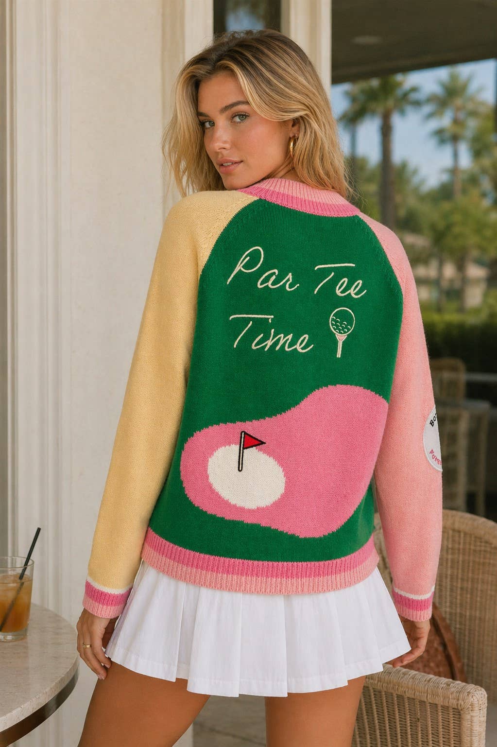 GOLF EMBROIDERED PATCH CARDIGAN