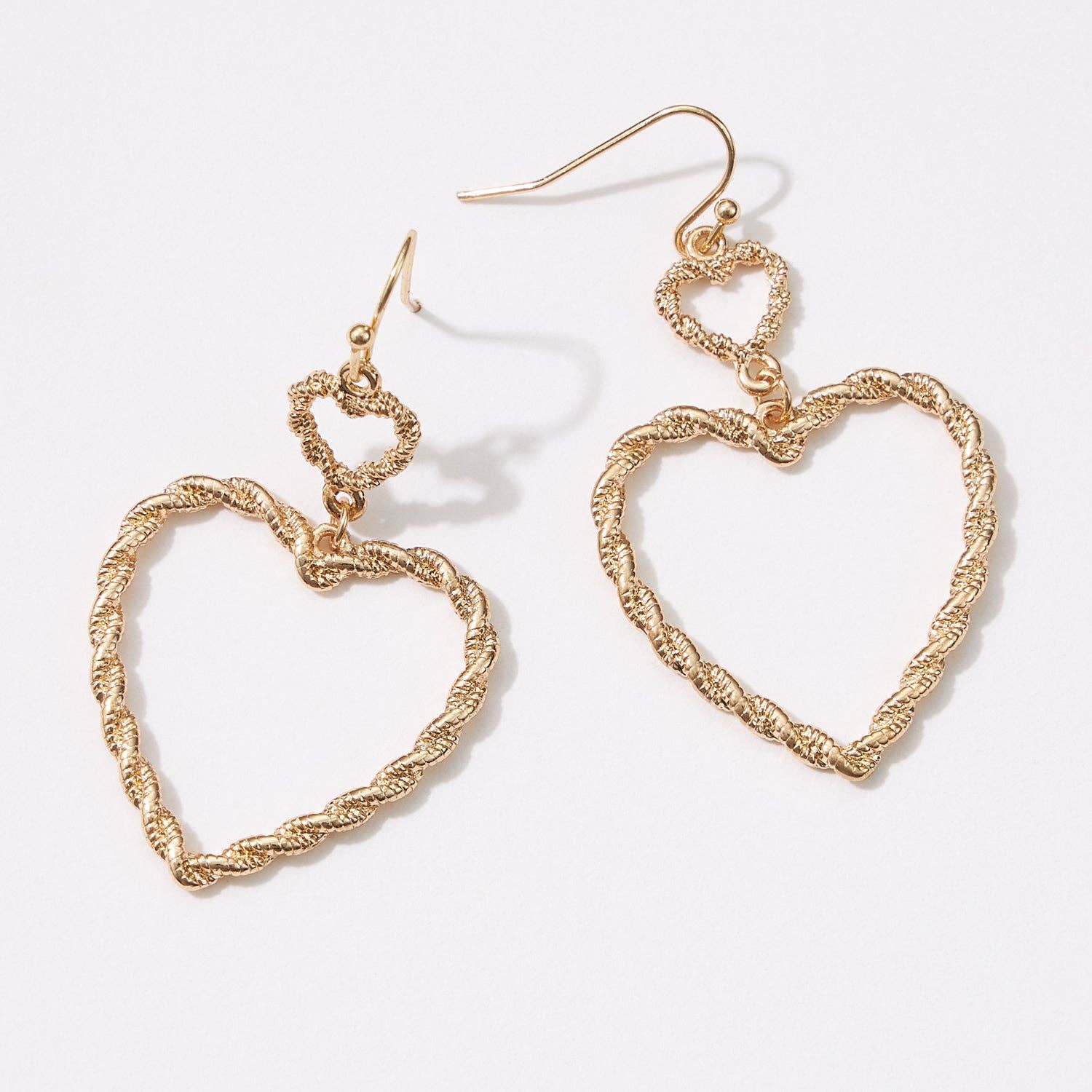 Twisted Metal Heart-Shaped Dangling Earrings