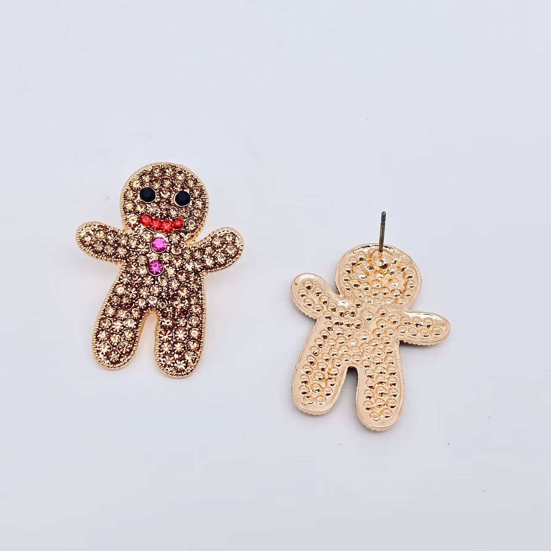 Rhinestone Gingerbread Man Earrings