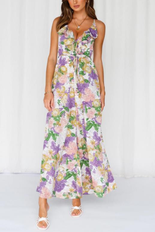 Floral Print Wide Leg Jumpsuit