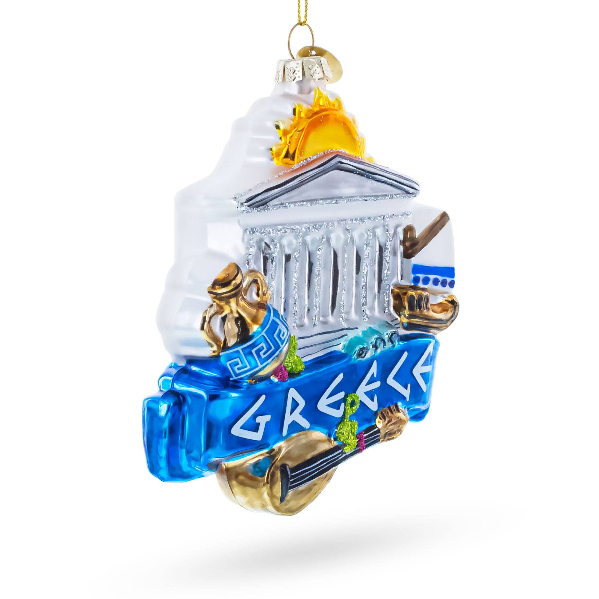 Landmarks and Symbols of Greece Glass Ornament