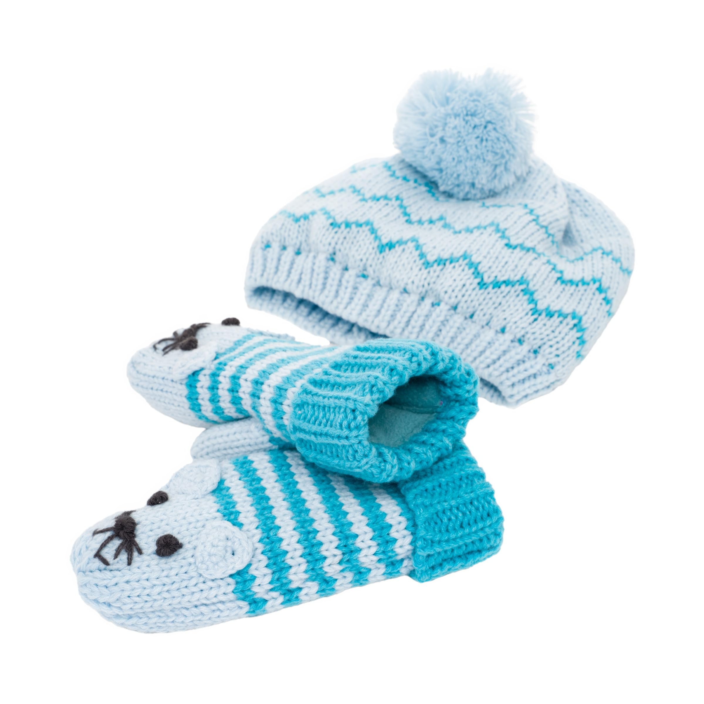 Kids Beanie 2PC Set with Mittens, for Boys and Girls (Age 1-6Y) Unique Novelty Design, Premium Quality