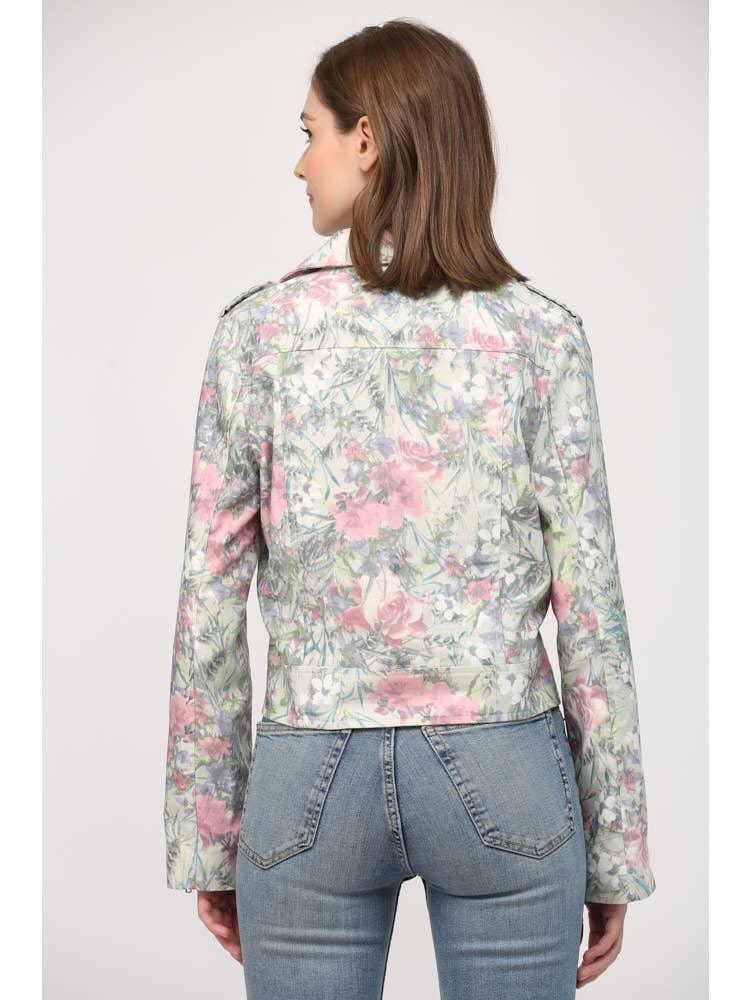 Floral Print Moto Jacket