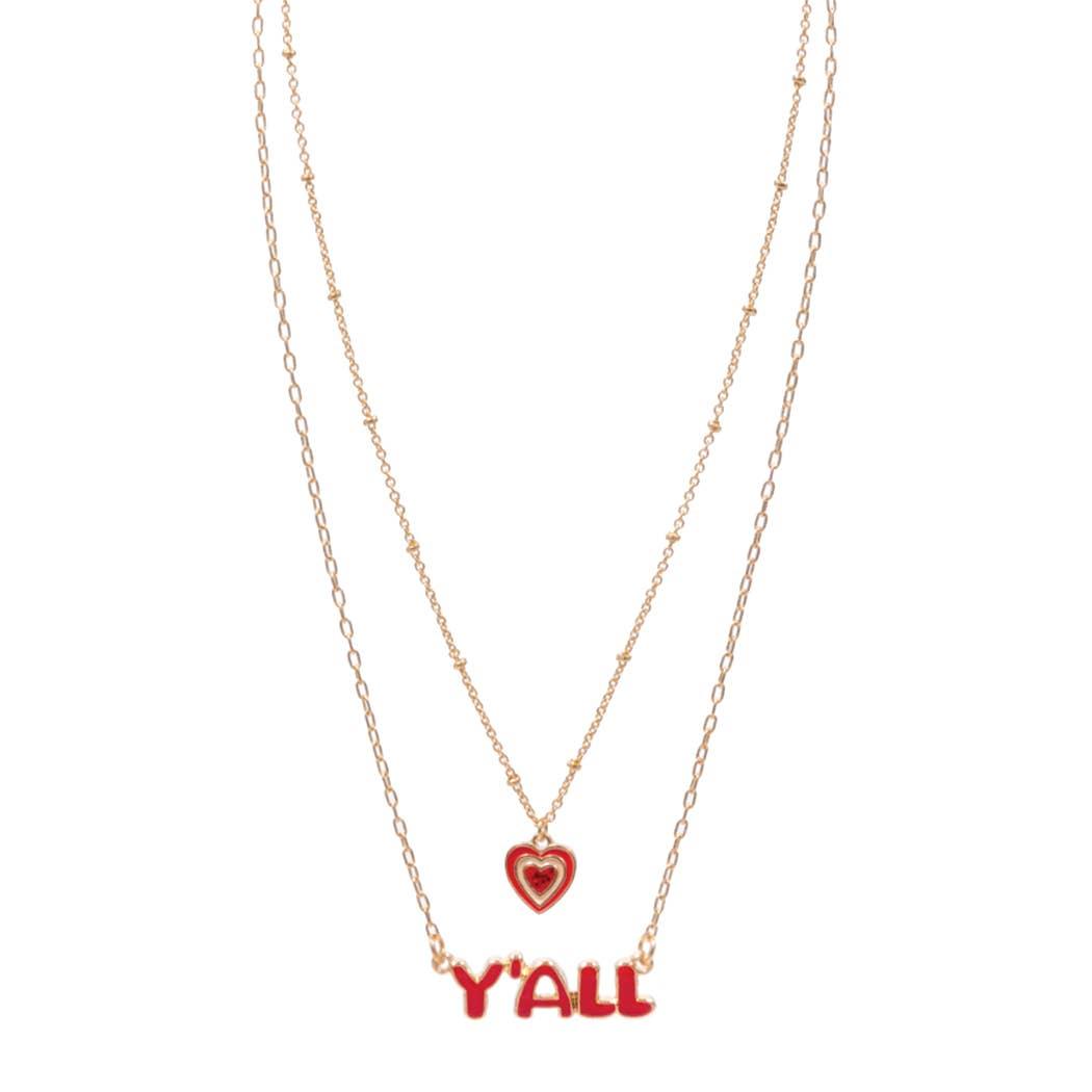 Heart Y'all Charm Layered Necklace