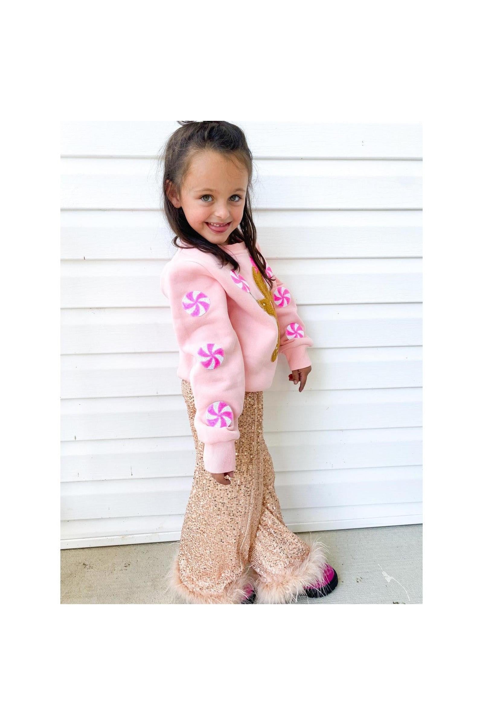 Sequin Wide Leg Feather Pants