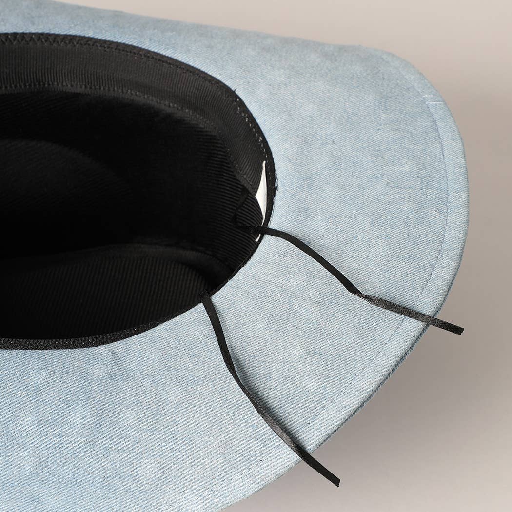 Cubic Embellished Denim Cowboy Hat