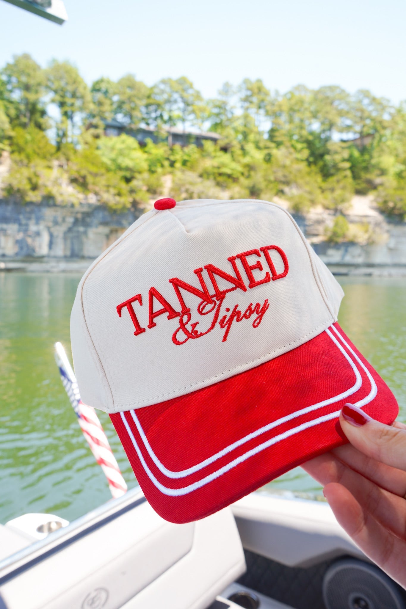 Tanned & Tipsy - Red Vintage Trucker Hat - Bexa Boutique