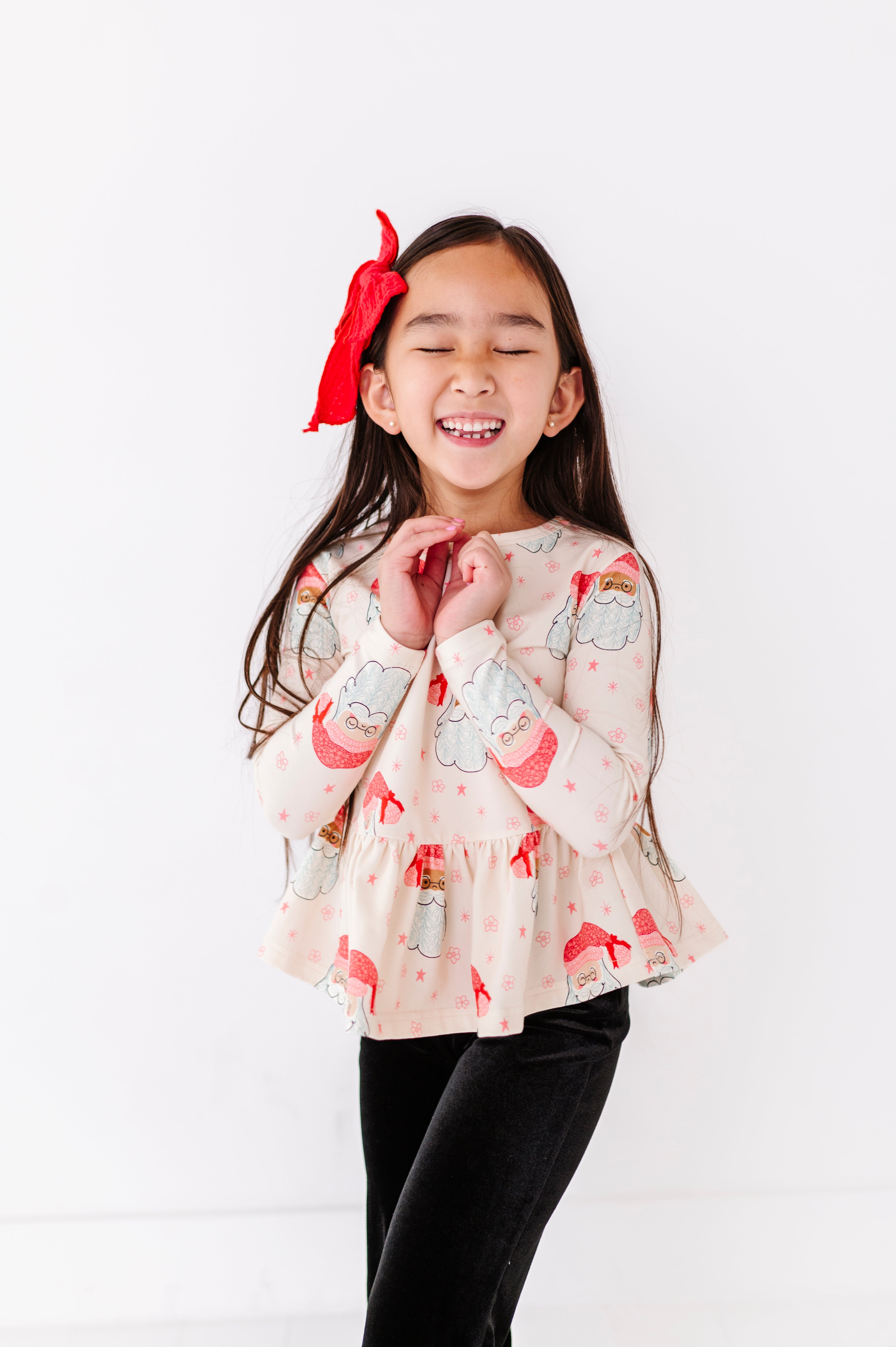 Pink Santas Top | PEPLUM