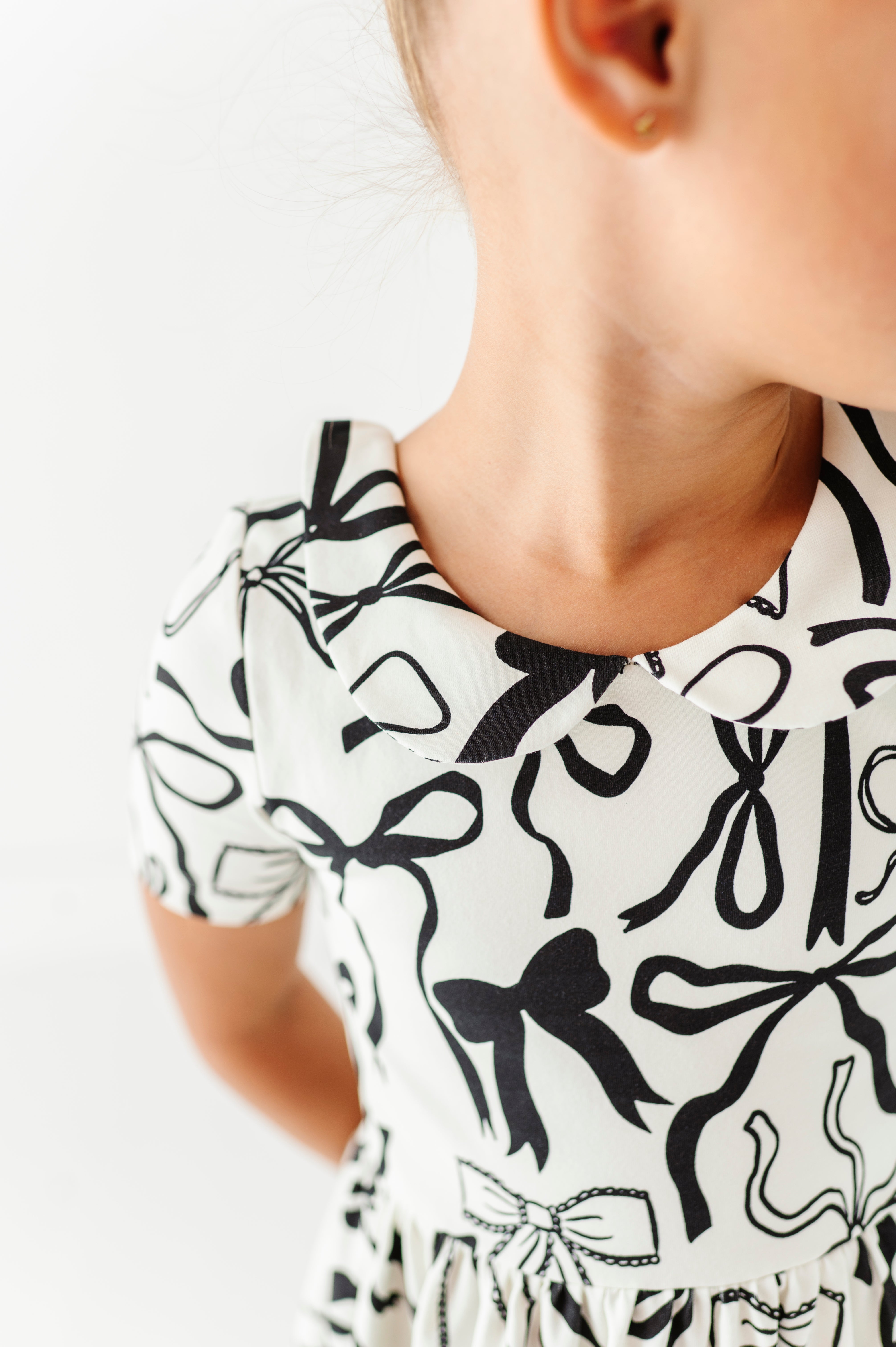 Cream Preppy Bow Dress | Collard Twirl Dress