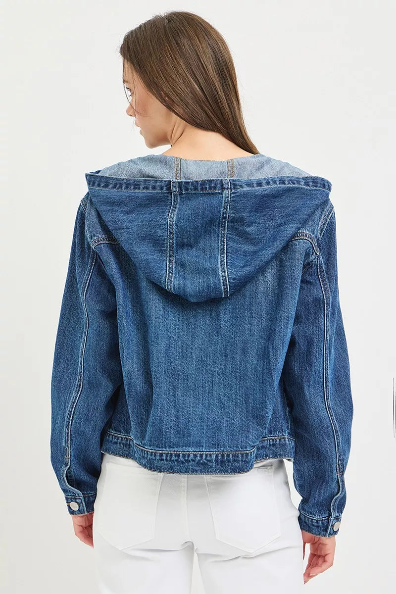 RISEN Basic Denim Jacket with Hoodie - MEDIUM - Bexa Boutique