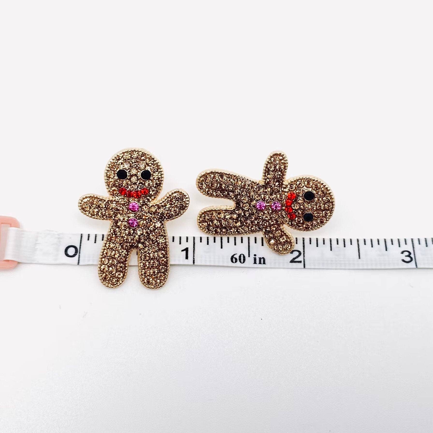 Rhinestone Gingerbread Man Earrings