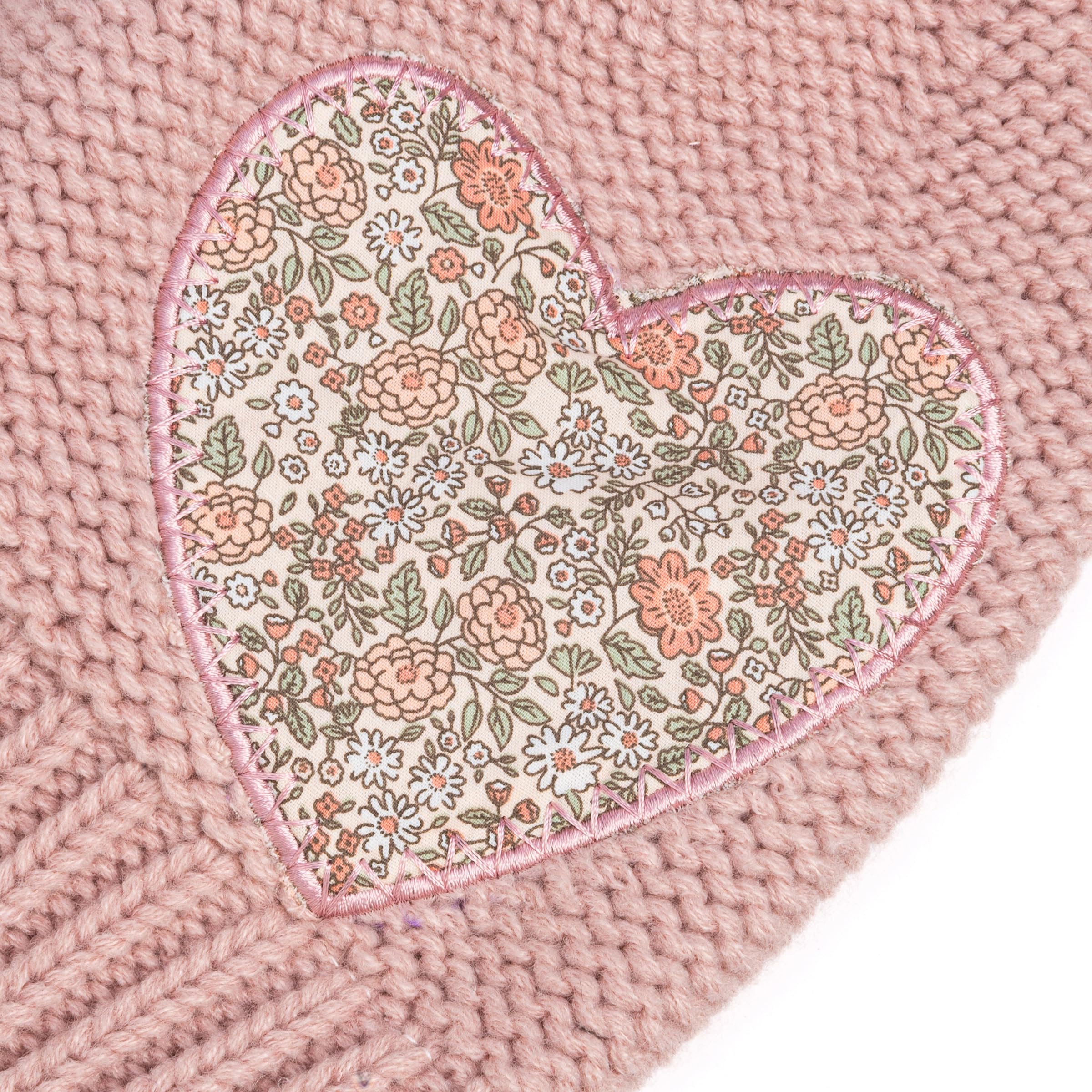 Girls Knit Heart Beanie Mittens 2PC Set with Cute Rabbit Mittens Soft Fleece-Lined, Age 4-6