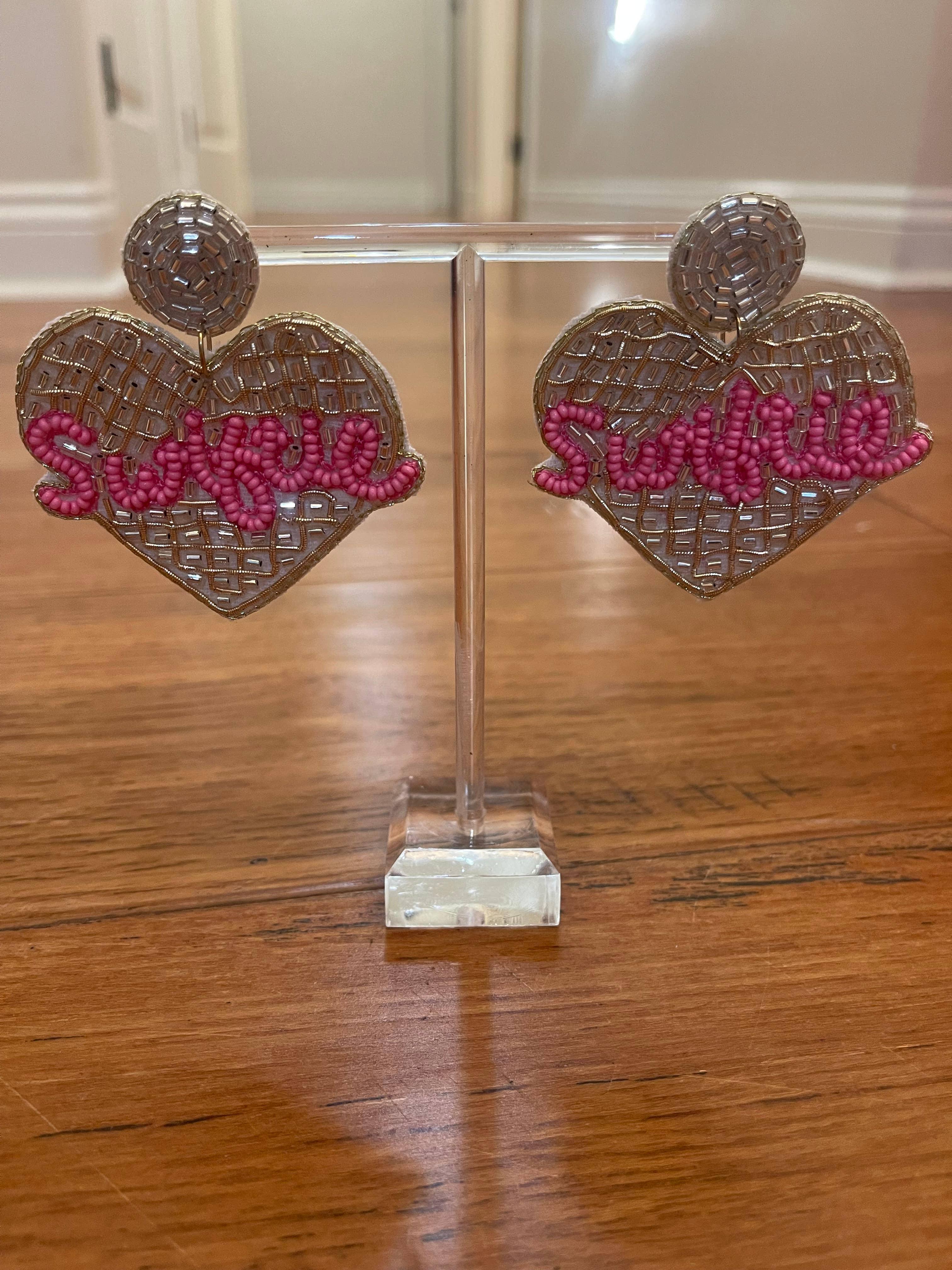 Silver and Gold Swiftie Heart Dangle Earrings