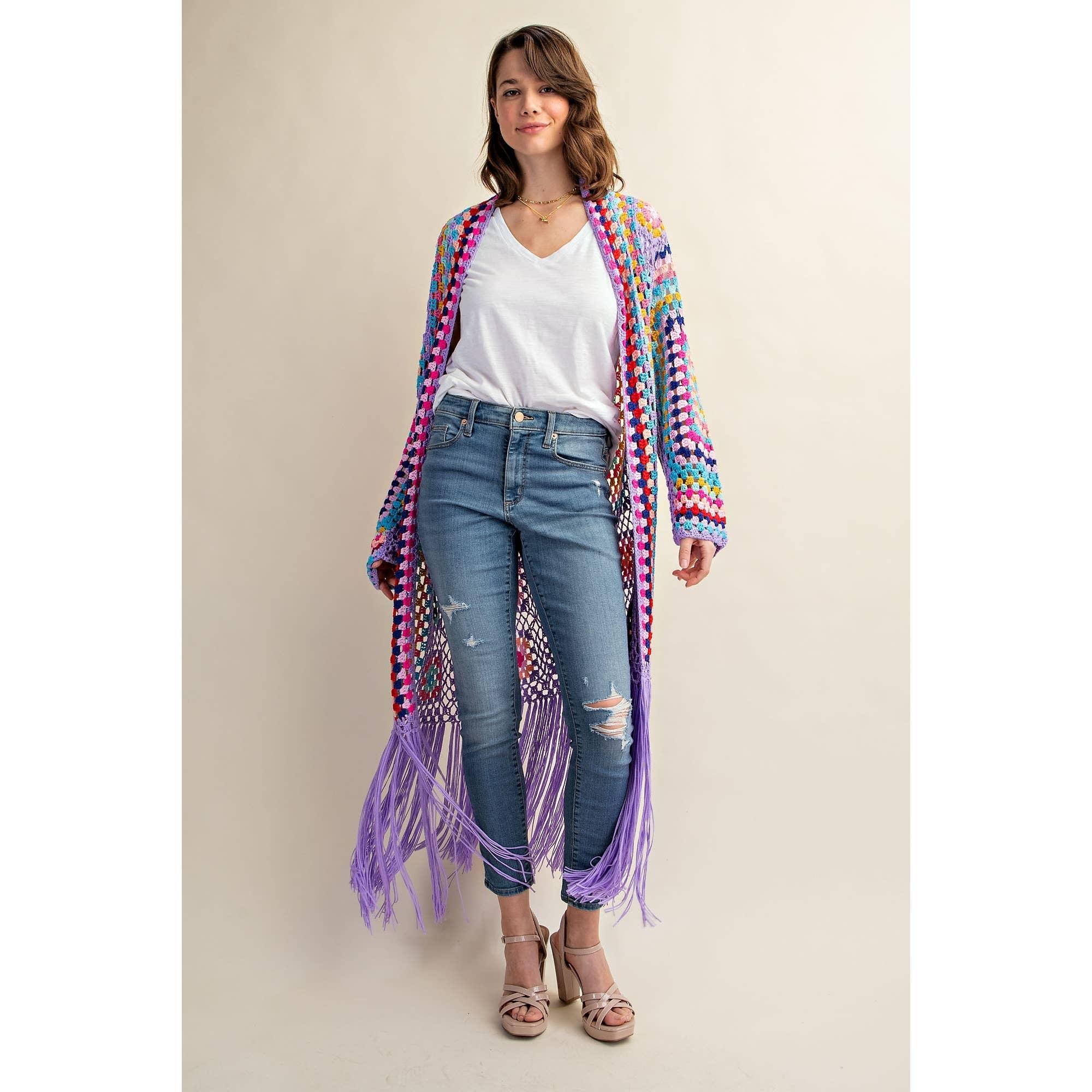 Colorful Fringe Duster Cardigan