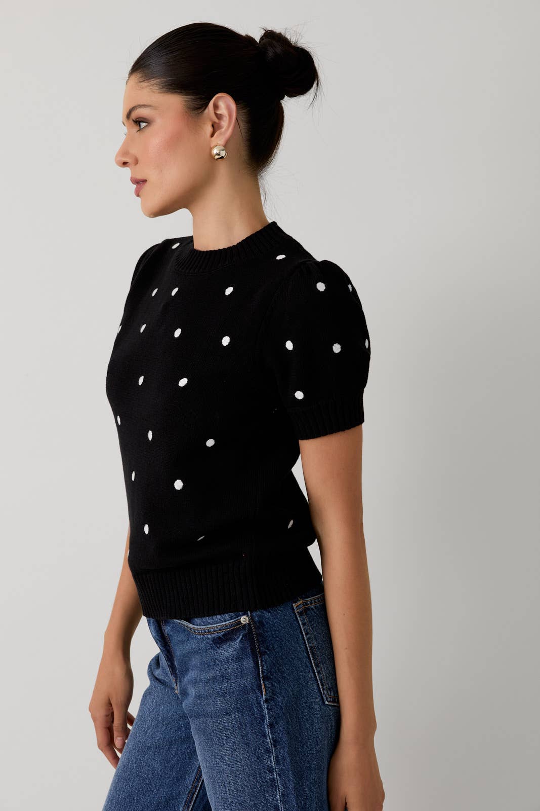 POLKA DOT EMBROIDERED SWEATER