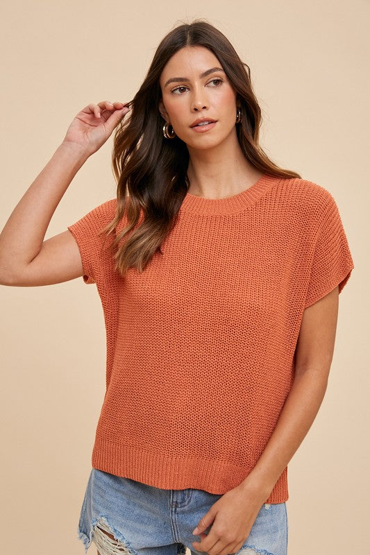 Orange Short Sleeve Sweater