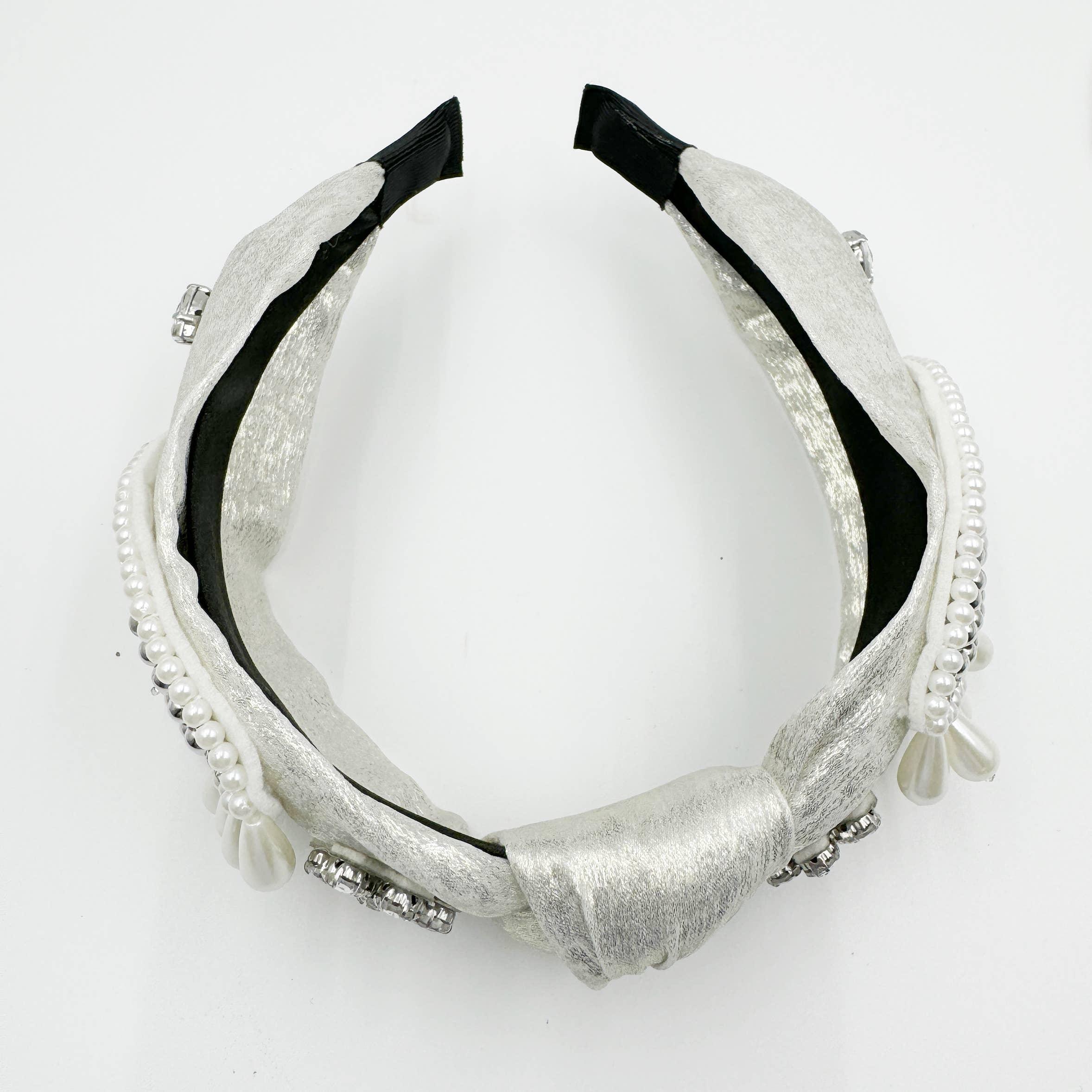 Evil Eye Rhinestone Pearl Knotted Headband L4654