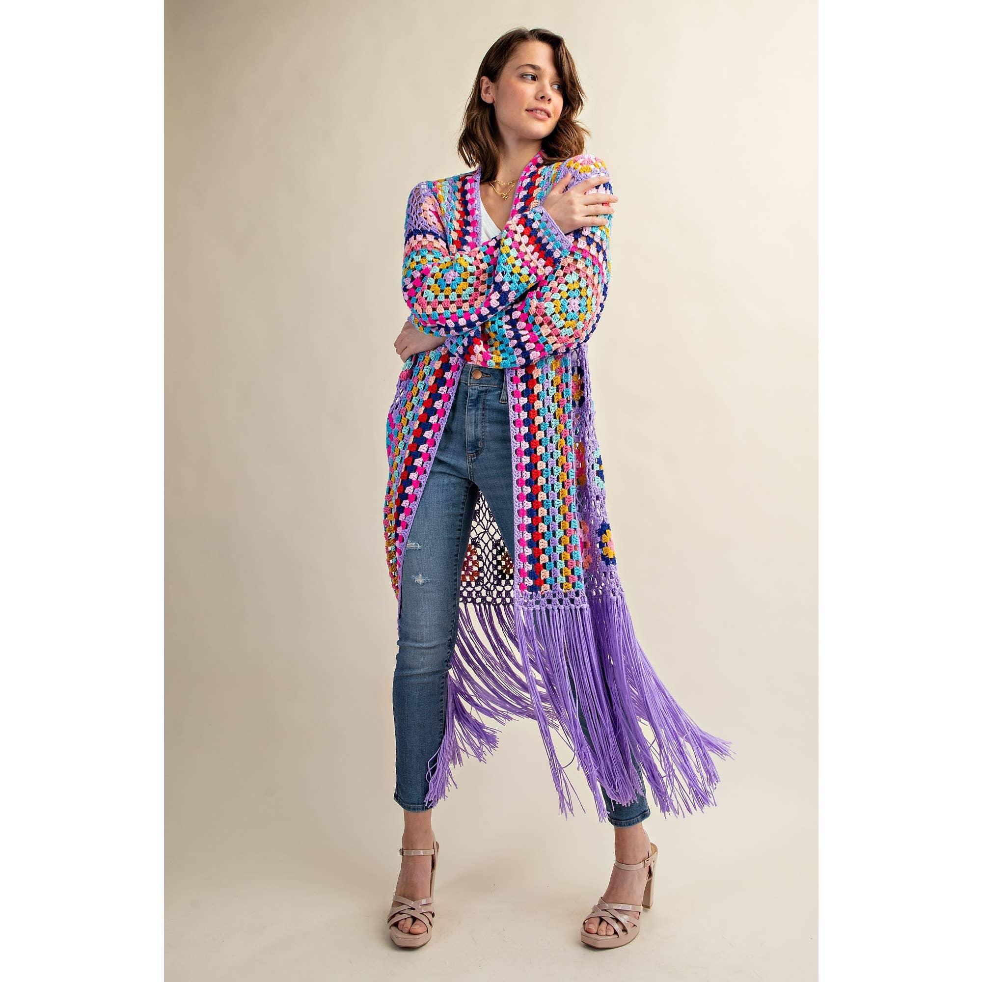 Colorful Fringe Duster Cardigan